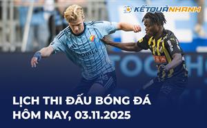 Lịch thi đấu bóng đá hôm nay 03/11/2025 - LTĐ chiều tối nay
