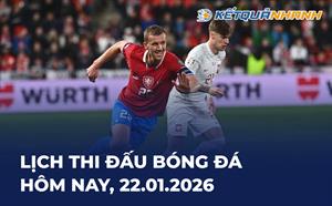 Lịch thi đấu bóng đá hôm nay 22/01/2026 - LTĐ chiều tối nay
