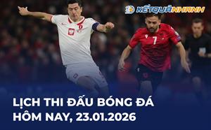 Lịch thi đấu bóng đá hôm nay 23/01/2026 - LTĐ chiều tối nay