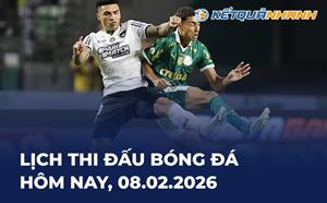 Lịch thi đấu bóng đá hôm nay 08/02/2026 - LTĐ chiều tối nay