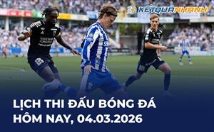 Lịch thi đấu bóng đá hôm nay 04/03/2026 - LTĐ chiều tối nay