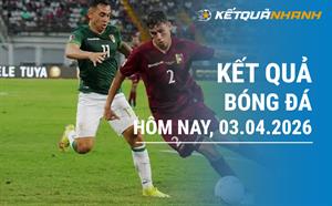 Kết quả bóng đá hôm nay 03/04/2026 - KQBĐ đêm qua rạng sáng nay