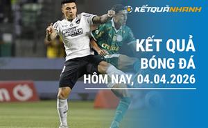 Kết quả bóng đá hôm nay 04/04/2026 - KQBĐ đêm qua rạng sáng nay
