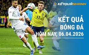 Kết quả bóng đá hôm nay 06/04/2026 - KQBĐ đêm qua rạng sáng nay