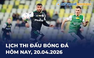 Lịch thi đấu bóng đá hôm nay 20/04/2026 - LTĐ chiều tối nay