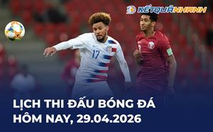 Lịch thi đấu bóng đá hôm nay 29/04/2026 - LTĐ chiều tối nay