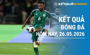 Kết quả bóng đá hôm nay 26/05/2026 - KQBĐ đêm qua rạng sáng nay