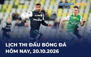 Lịch thi đấu bóng đá hôm nay 20/10/2026 - LTĐ chiều tối nay
