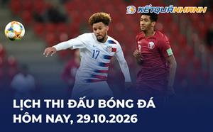 Lịch thi đấu bóng đá hôm nay 29/10/2026 - LTĐ chiều tối nay
